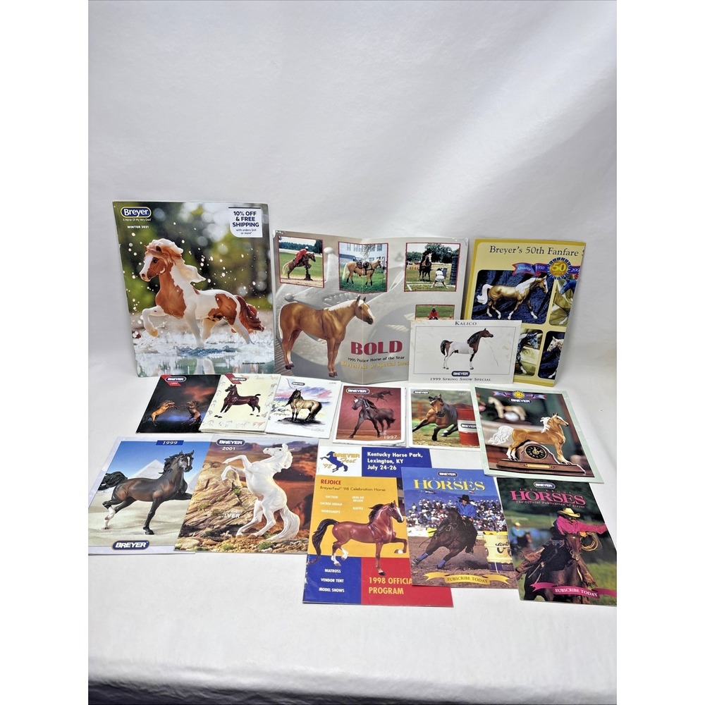 Vintage Breyer Catalogs Advertisements Lot of 13 ranging from 1994 to 2021 90s